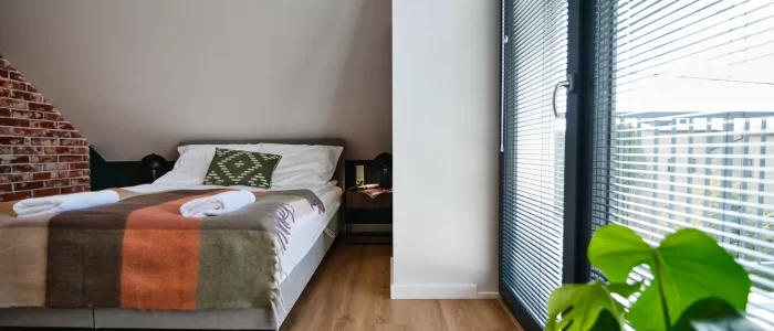 Apartment for 11 - main bedroom - king bed and a balcony